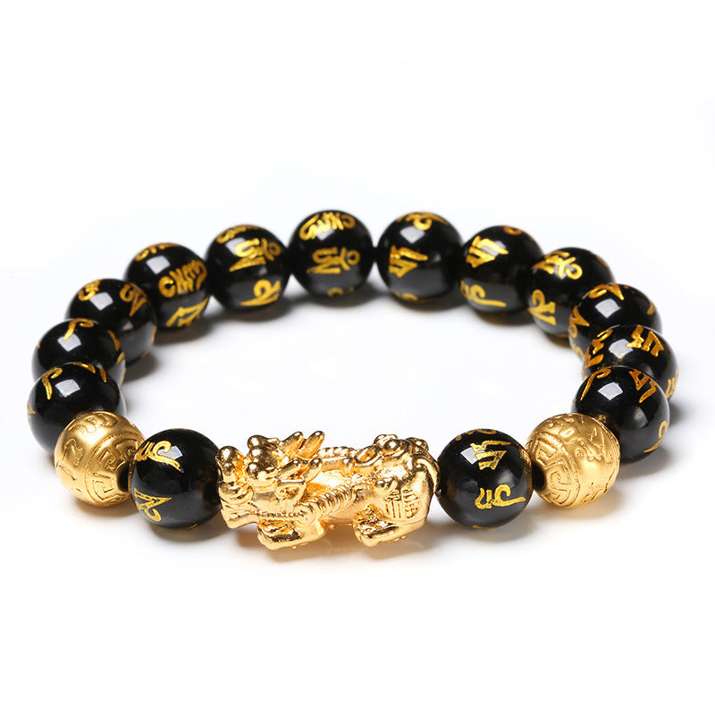 Black Obsidian Pixiu Bracelet – Adjustable Beaded Jewelry