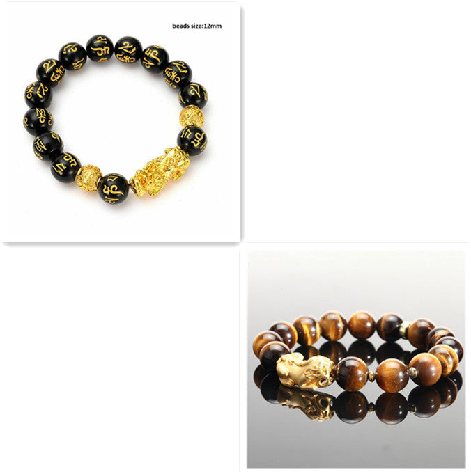 Unisex Pixiu Bracelet Ring – Obsidian Beaded Jewelry